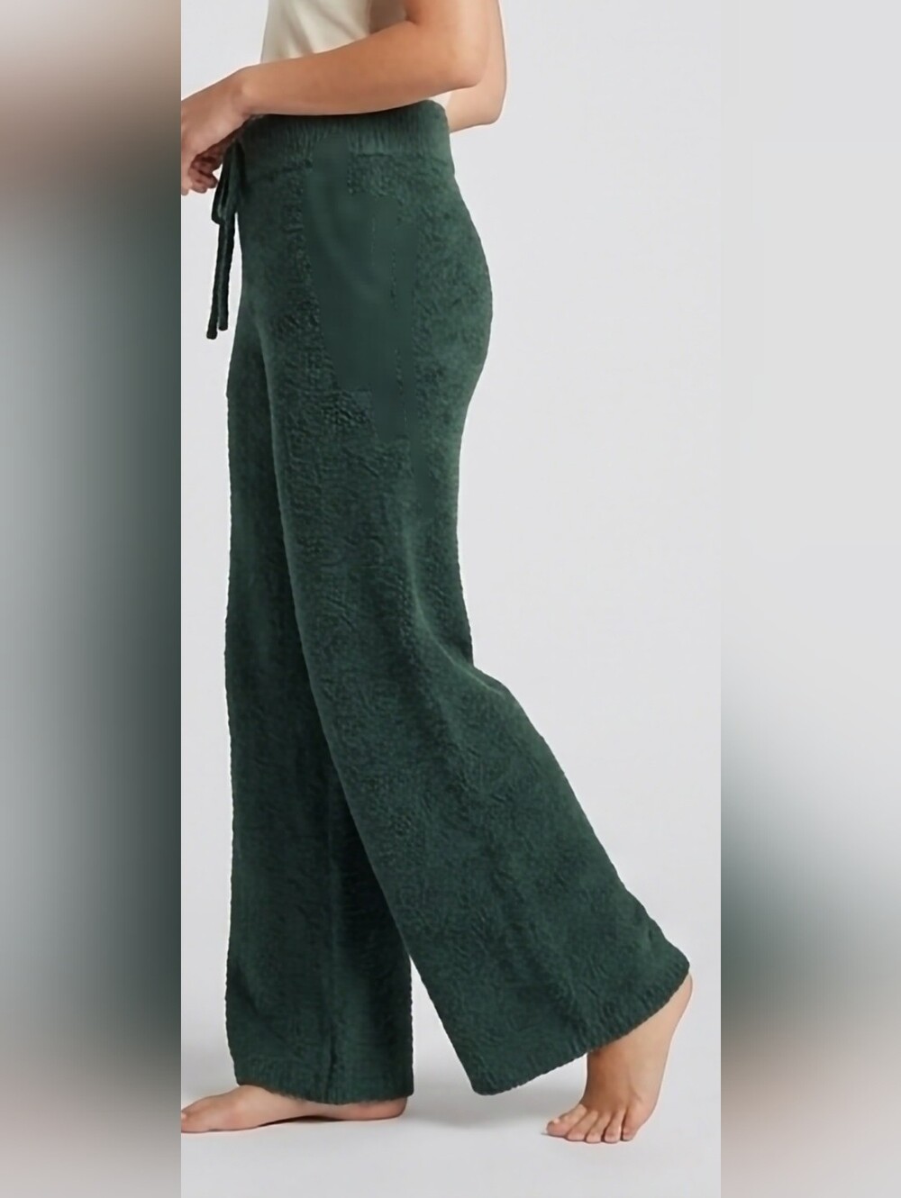 Aerie Cozy Wide-Leg Fleece Teddy Sweater Pants - Deep Forest Green Medium